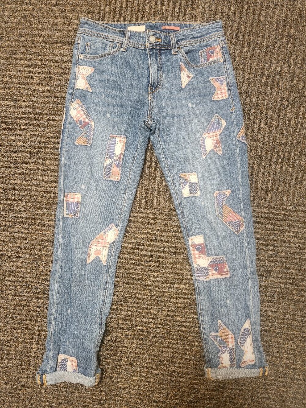 Pilcro Anthropologie Patchwork Slim Boyfriend Jeans Womens 26 US 2 Distressed